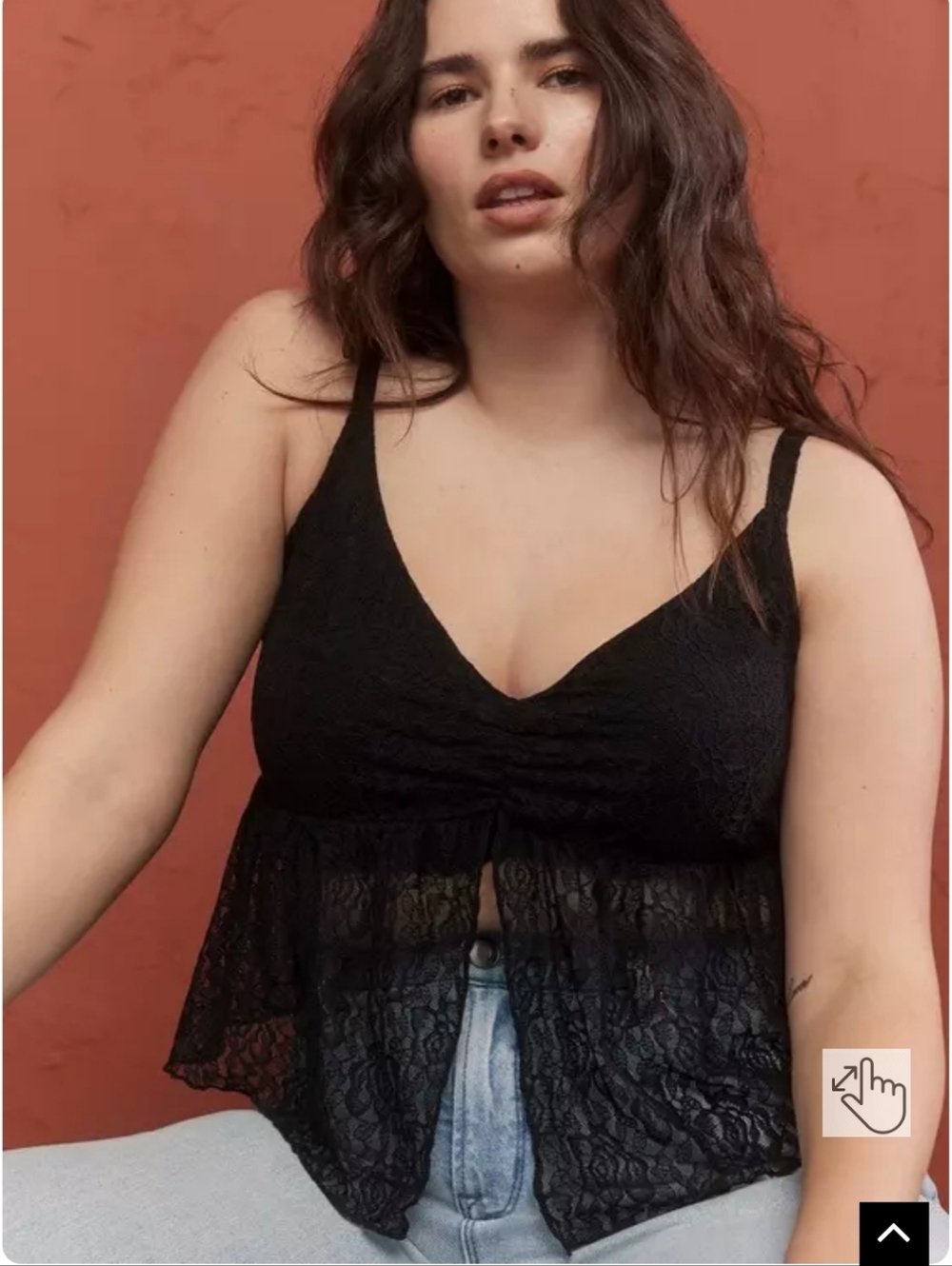 NWOT Torrid Festi Black Open Front Cami